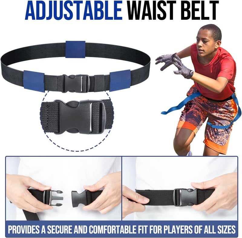 PLAYAPUT Flag Football Belts, 14 Player Adjustable Flag Football Set With 42 Football Flags,Size 3 Football, Pump and Storage Bag, Size Adjustable Up To 47 Inch Flag Football Belt For Kids,Youths,Adults - Image 4